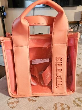 Steve Madden Coral Pink Transparent Mini Tote